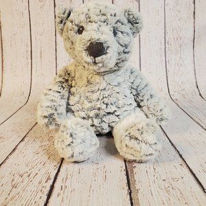 Macy's First Impressions White Gray sitting Teddy Bear 10.5” Tall, super soft